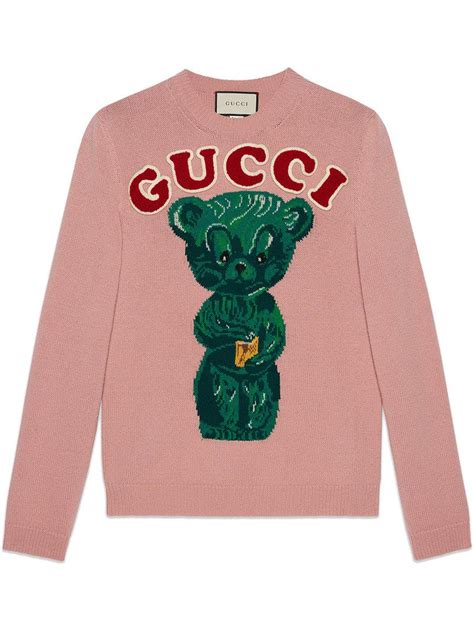 mike the bear gucci sweater|Embroidered wool cashmere sweater in grey .